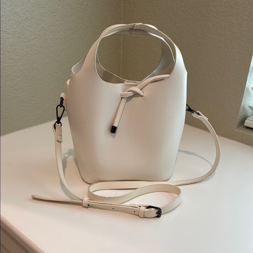 Anthropologie White Crossbody Bag with Adjustable Strap